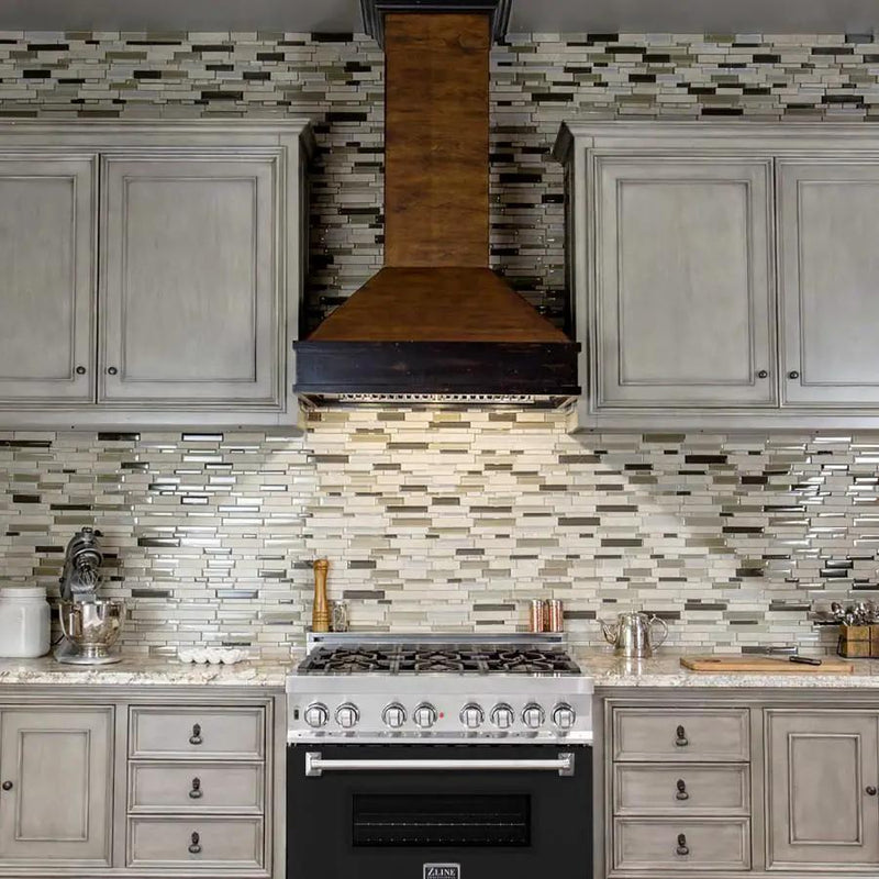 ZLINE 36" Professional Dual Fuel Range, Black Matte Door, RA-BLM-36 by Farmhouse Kitchen and Bath