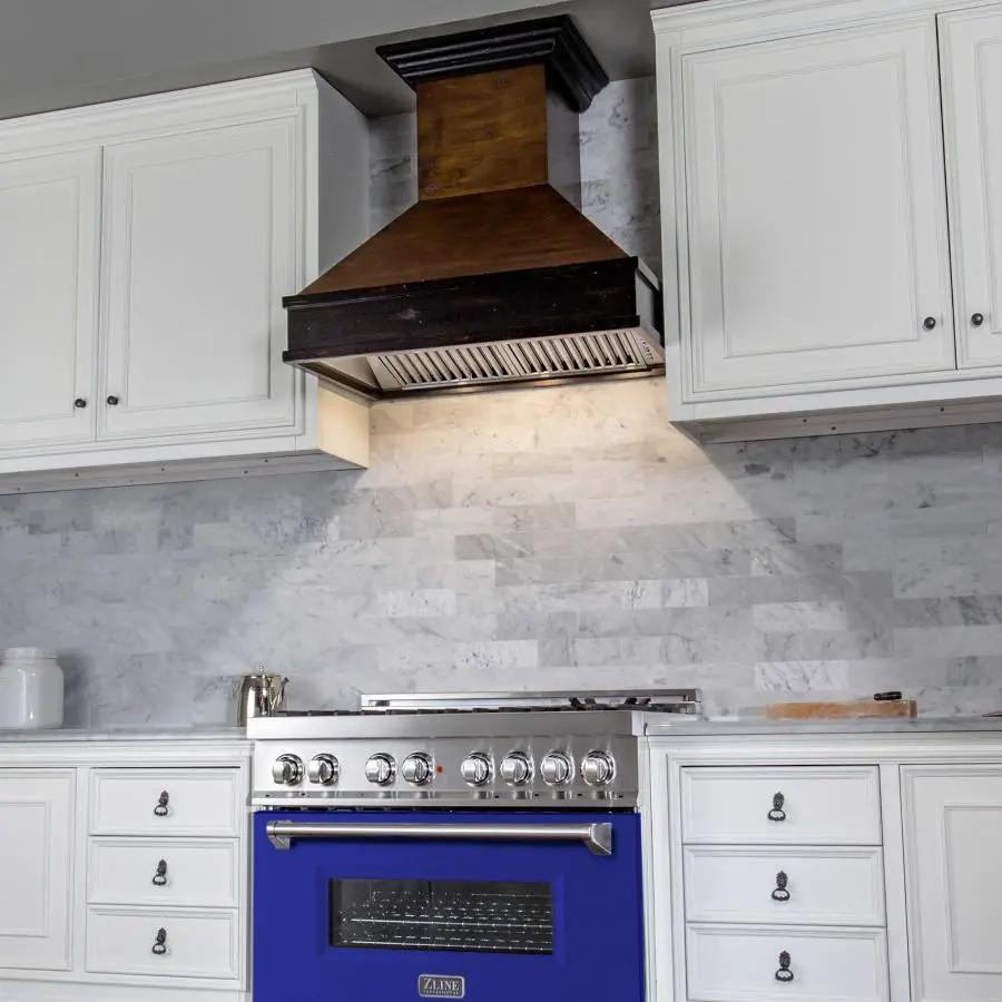 ZLINE 36" Professional Dual Fuel Range, Blue Matte Door, RA-BM-36 by Farmhouse Kitchen and Bath
