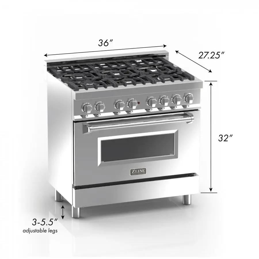 ZLINE 36" Professional Dual Fuel Range in Snow Stainless, Blue Gloss Door, RAS-BG-36 by Farmhouse Kitchen and Bath