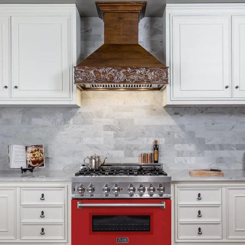 ZLINE 36" Professional Dual Fuel Range, Red Matte Door, RA-RM-36 by Farmhouse Kitchen and Bath