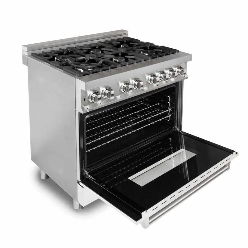 ZLINE 36" Professional Dual Fuel Range, White Matte Door, RA-WM-36 by Farmhouse Kitchen and Bath
