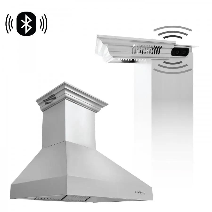 ZLINE 36" Professional Wall Range Hood, Built-in CrownSound® Bluetooth Speakers, 667CRN-BT-36 by Farmhouse Kitchen and Bath