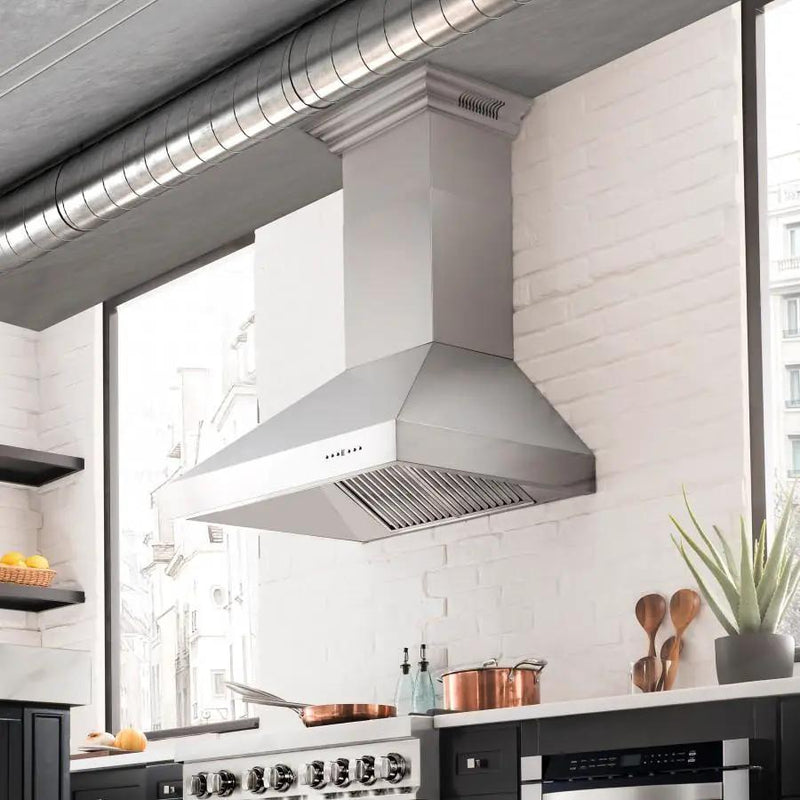 ZLINE 36" Professional Wall Range Hood, Built-in CrownSound® Bluetooth Speakers, 697CRN-BT-36 by Farmhouse Kitchen and Bath