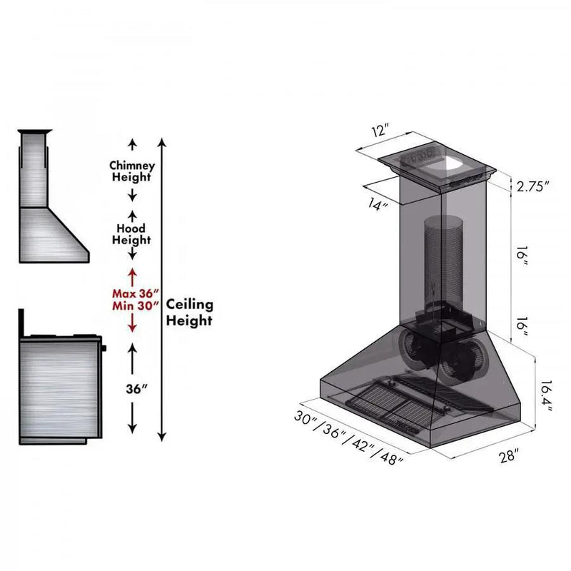 ZLINE 36" Professional Wall Range Hood, Built-in CrownSound® Bluetooth Speakers, 697CRN-BT-36 by Farmhouse Kitchen and Bath