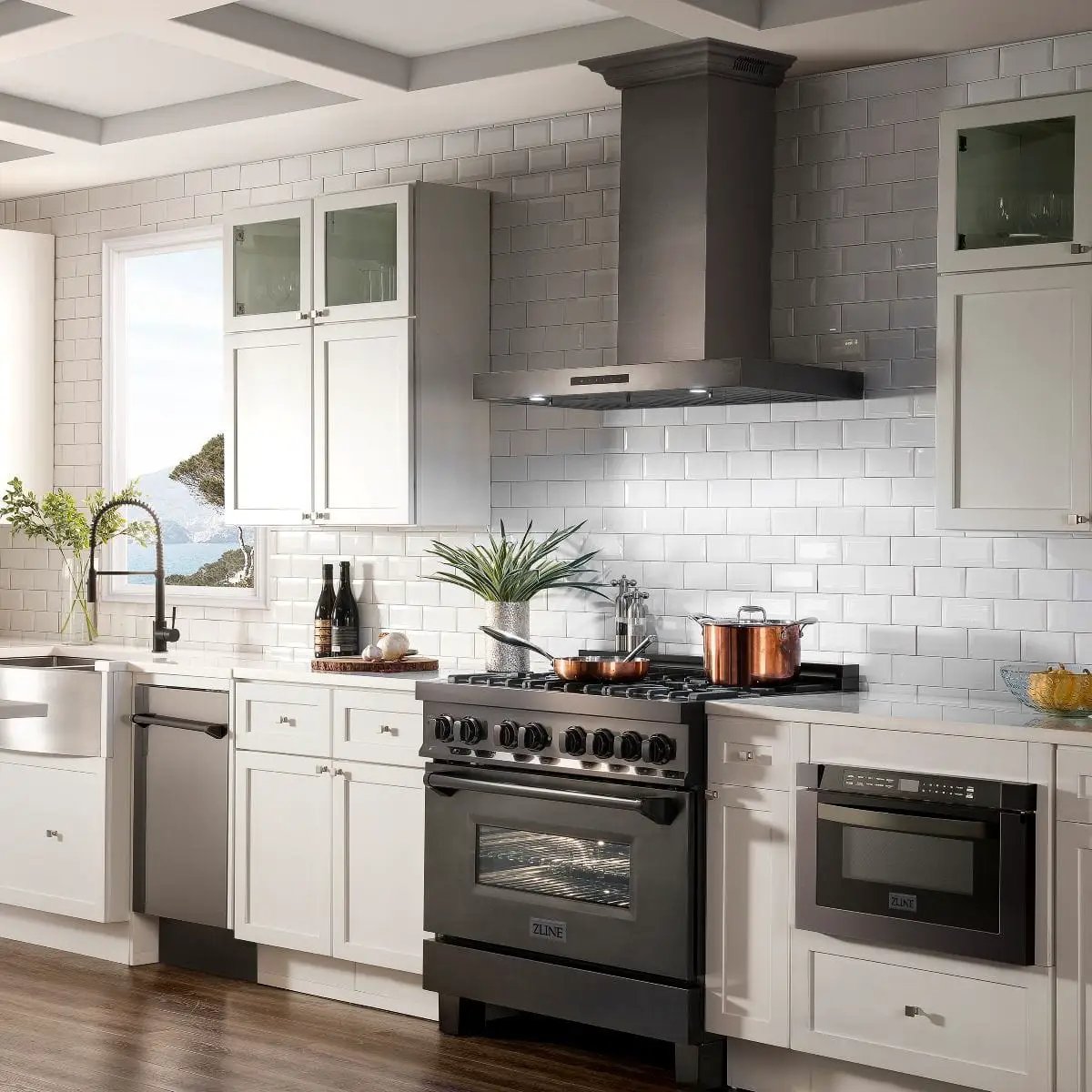 ZLINE 36" Range Hood, Black Stainless Steel, Speakers, BSKENCRN-BT-36 by Farmhouse Kitchen and Bath