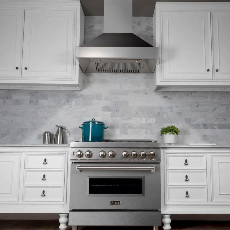 ZLINE 36" Snow Finish Wall Range Hood, Oil Rubbed Shell, 8654ORB-36 by Farmhouse Kitchen and Bath