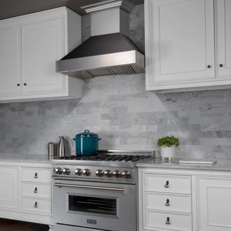 ZLINE 36" Snow Finish Wall Range Hood, Oil Rubbed Shell, 8654ORB-36 by Farmhouse Kitchen and Bath