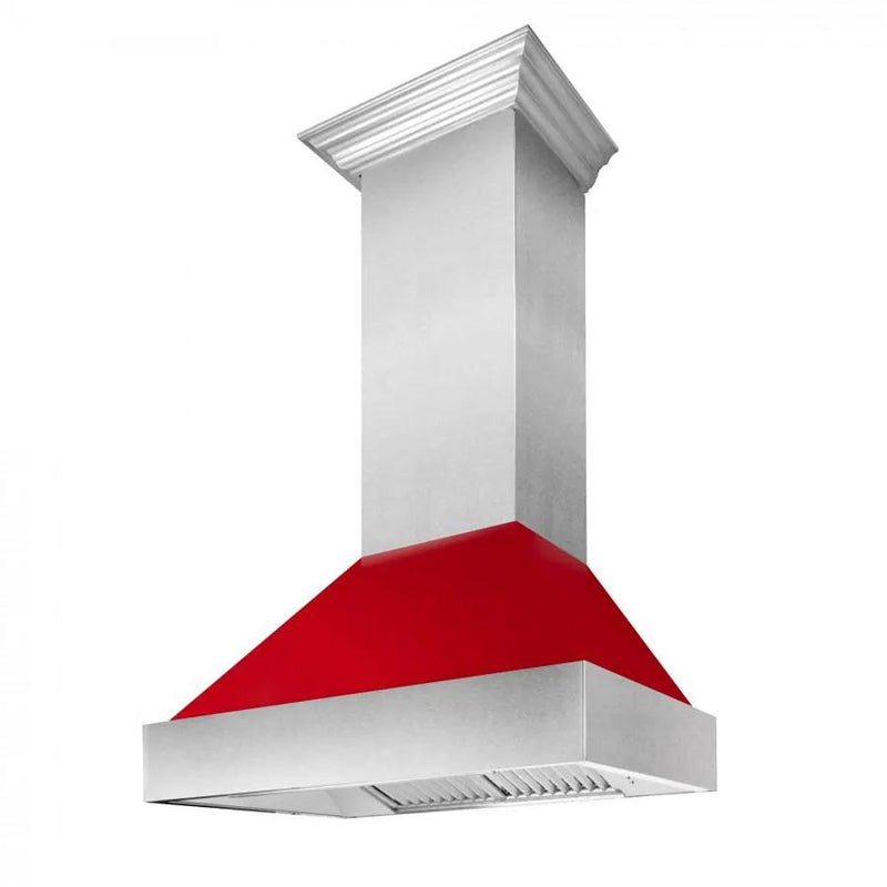 ZLINE 36" Snow Finish Wall Range Hood, Red Gloss Shell, 8654RG-36 by Farmhouse Kitchen and Bath