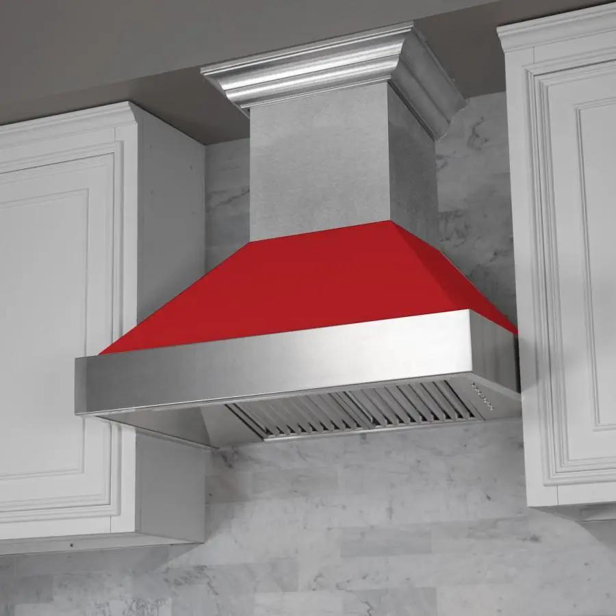 ZLINE 36" Snow Finish Wall Range Hood, Red Matte Shell, 8654RM-36 by Farmhouse Kitchen and Bath