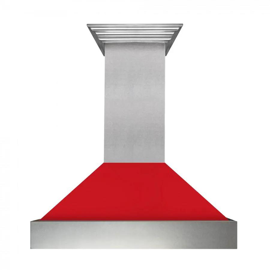 ZLINE 36" Snow Finish Wall Range Hood, Red Matte Shell, 8654RM-36 by Farmhouse Kitchen and Bath