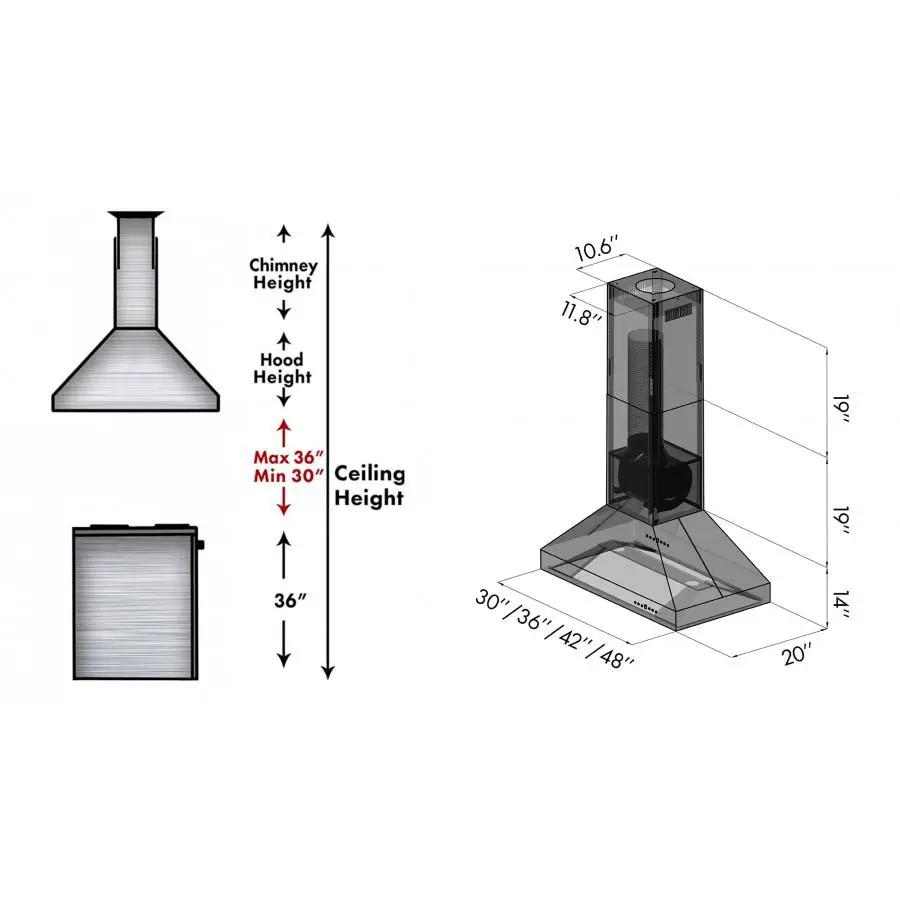 ZLINE 36" Stainless Steel Island Range Hood, 597i-36 by Farmhouse Kitchen and Bath