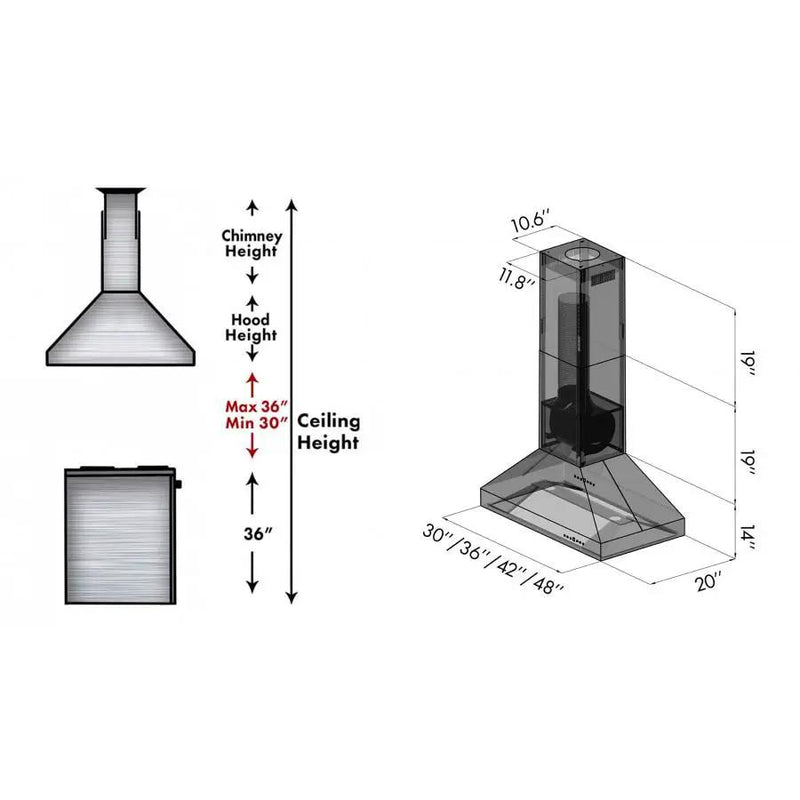 ZLINE 36" Stainless Steel Island Range Hood, 597i-36 by Farmhouse Kitchen and Bath
