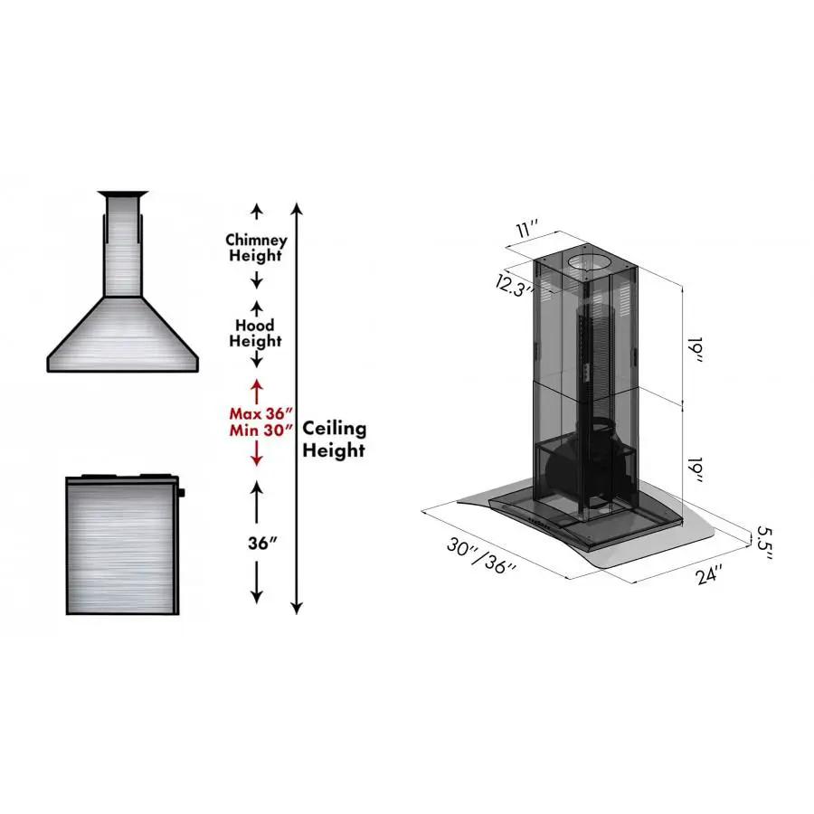 ZLINE 36" Stainless Steel Island Range Hood, GL5i-36 by Farmhouse Kitchen and Bath