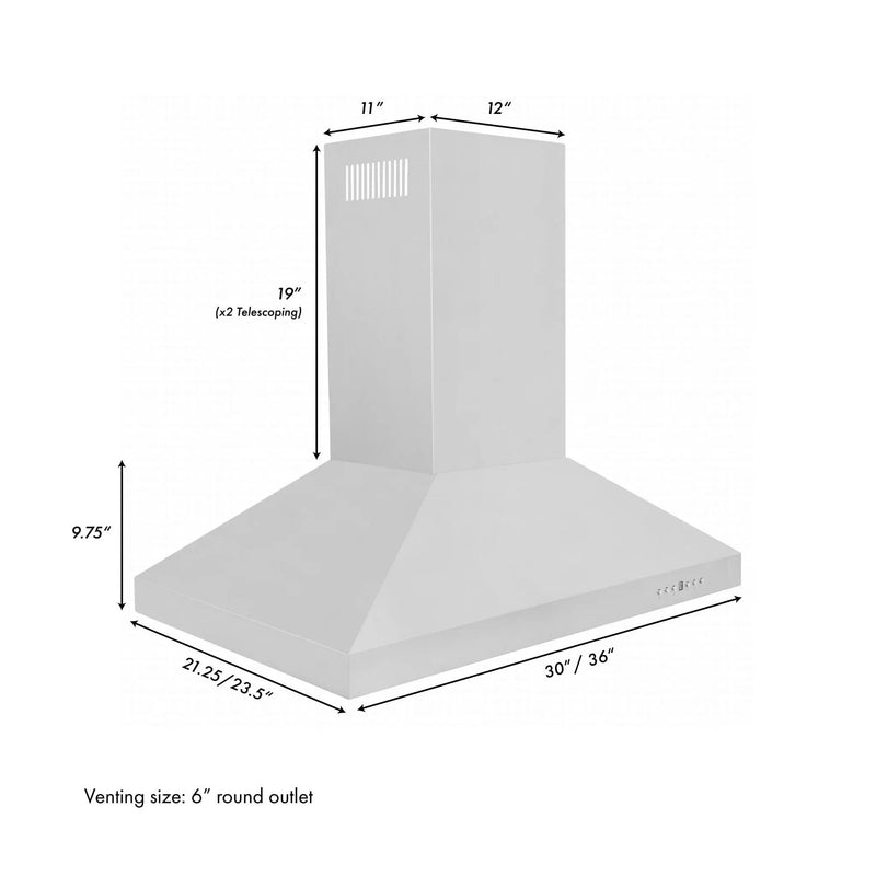 ZLINE 36" Stainless Steel Island Range Hood, KL3i-36 by Farmhouse Kitchen and Bath