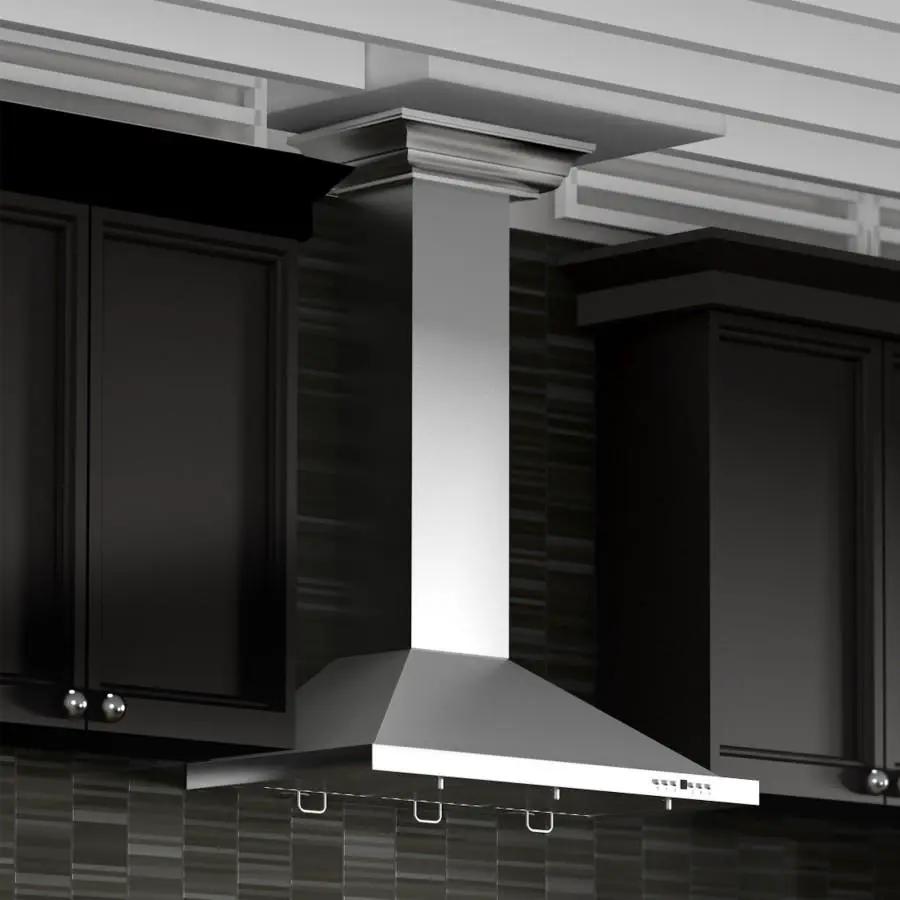 ZLINE 36" Stainless Steel Wall Range Hood, Crown Molding, KBCRN-36 by Farmhouse Kitchen and Bath