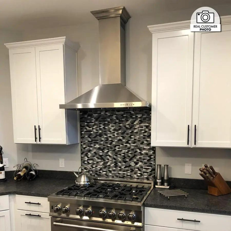 ZLINE 36" Stainless Steel Wall Range Hood, Crown Molding, KBCRN-36 by Farmhouse Kitchen and Bath