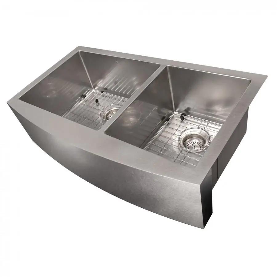 ZLINE 36" Undermount Double Bowl Sink DuraSnow Stainless Steel, SA60D-36S by Farmhouse Kitchen and Bath