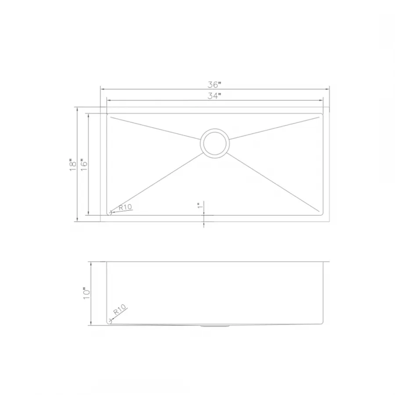 ZLINE 36" Undermount Single Bowl Sink in Stainless Steel, SRS-36 by Farmhouse Kitchen and Bath