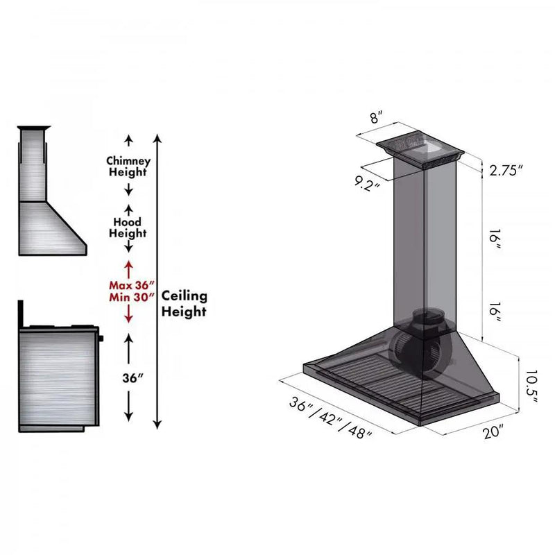 ZLINE 36" Wall Range Hood, Built-in CrownSound® Bluetooth Speakers, KBCRN-BT-36 by Farmhouse Kitchen and Bath