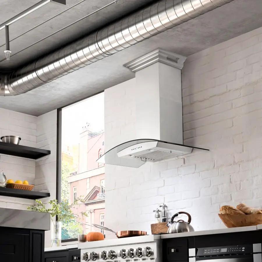 ZLINE 36" Wall Range Hood, Built-in CrownSound® Bluetooth Speakers, KZCRN-BT-36 by Farmhouse Kitchen and Bath