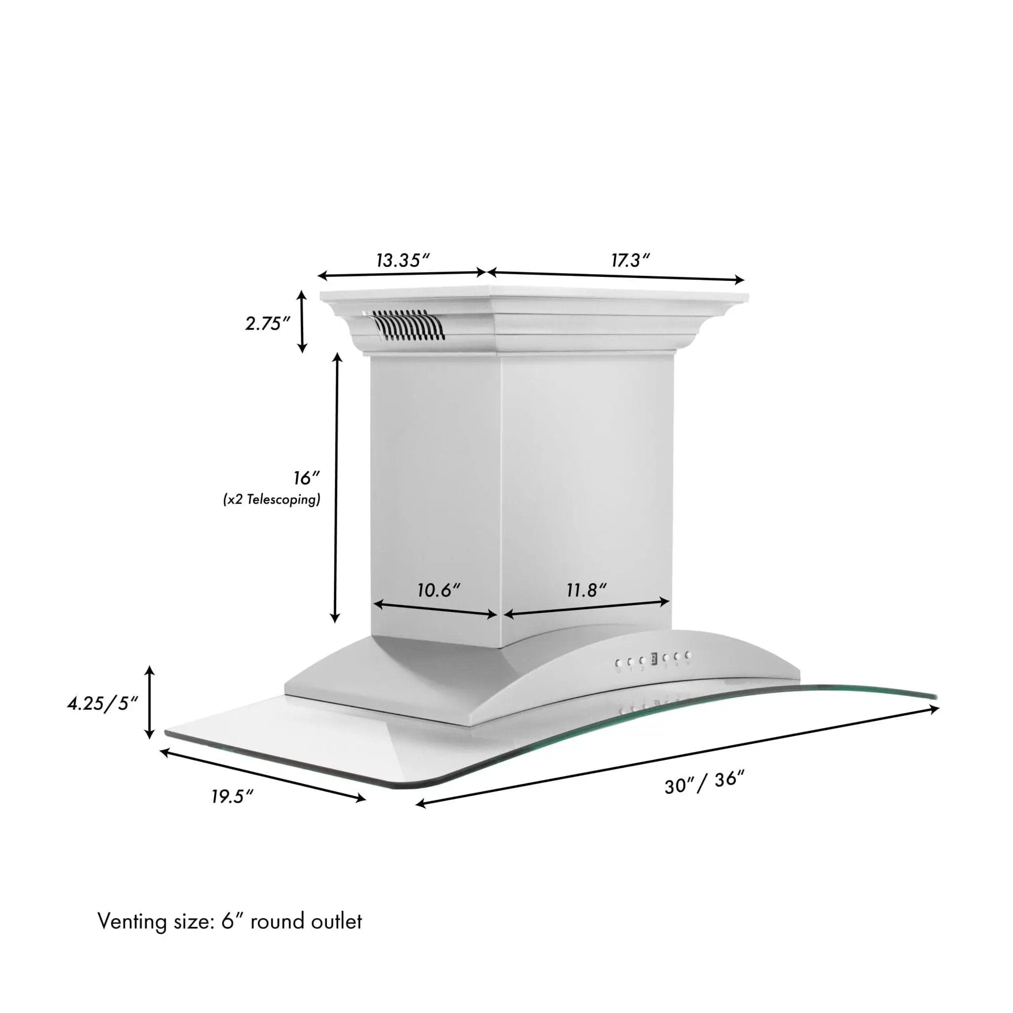 ZLINE 36" Wall Range Hood, Stainless, Bluetooth Speakers, KNCRN-BT-36 by Farmhouse Kitchen and Bath