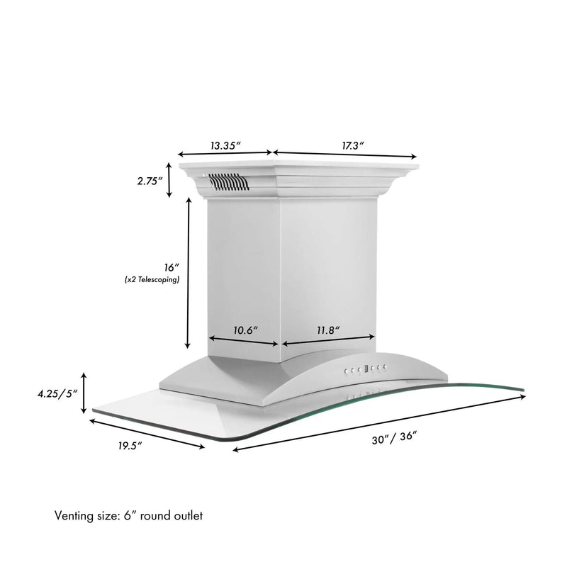 ZLINE 36" Wall Range Hood, Stainless, Bluetooth Speakers, KNCRN-BT-36 by Farmhouse Kitchen and Bath