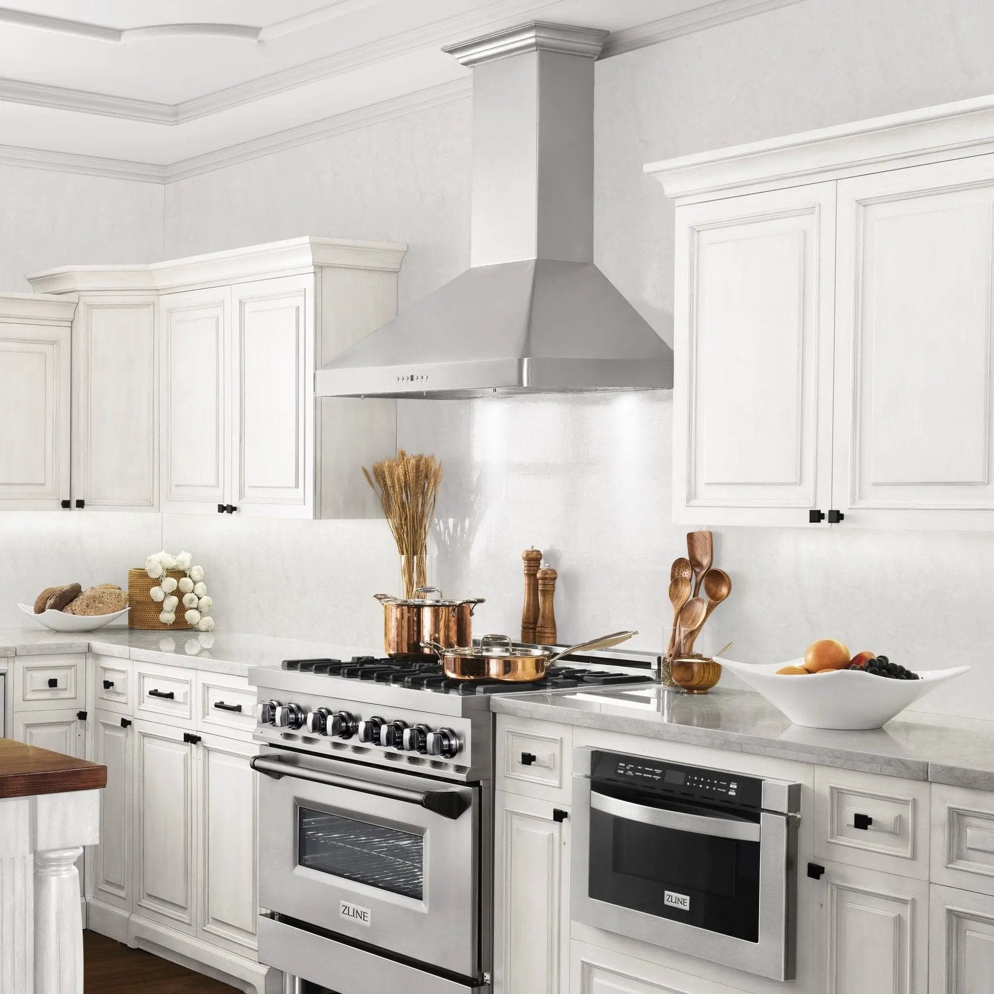 ZLINE 36" Wall RangeHood, Stainless, CrownSound Speakers, KF2CRN-BT-36 by Farmhouse Kitchen and Bath