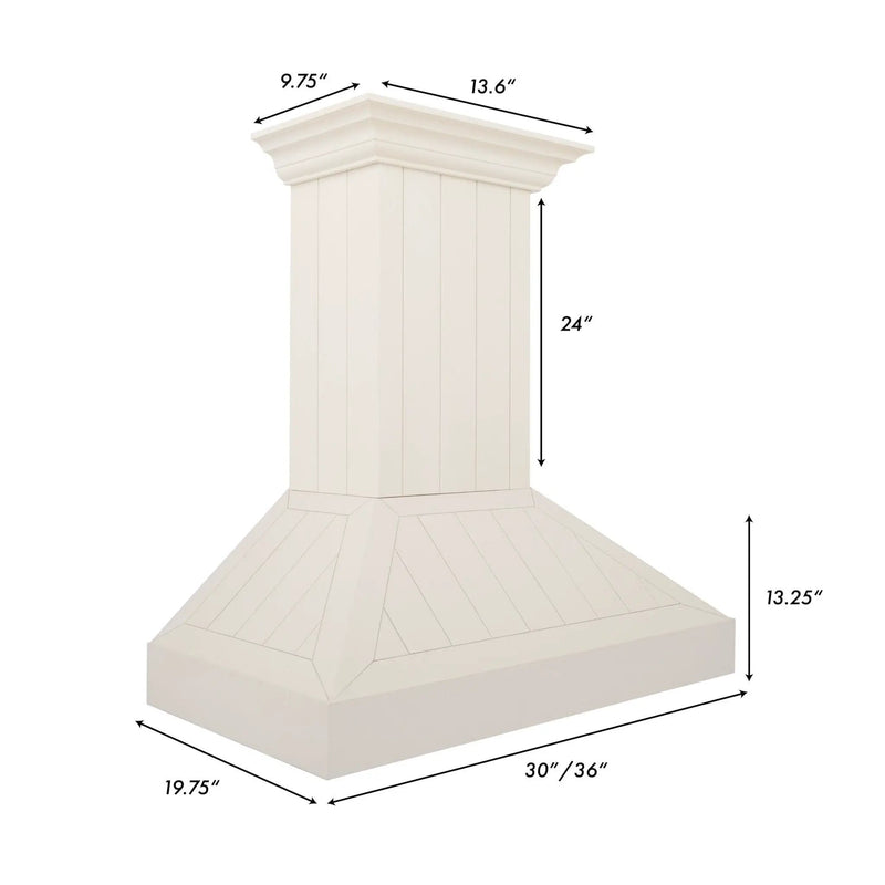 ZLINE 36" Wooden Wall Mount Range Hood in Cottage White, KPTT-36 by Farmhouse Kitchen and Bath