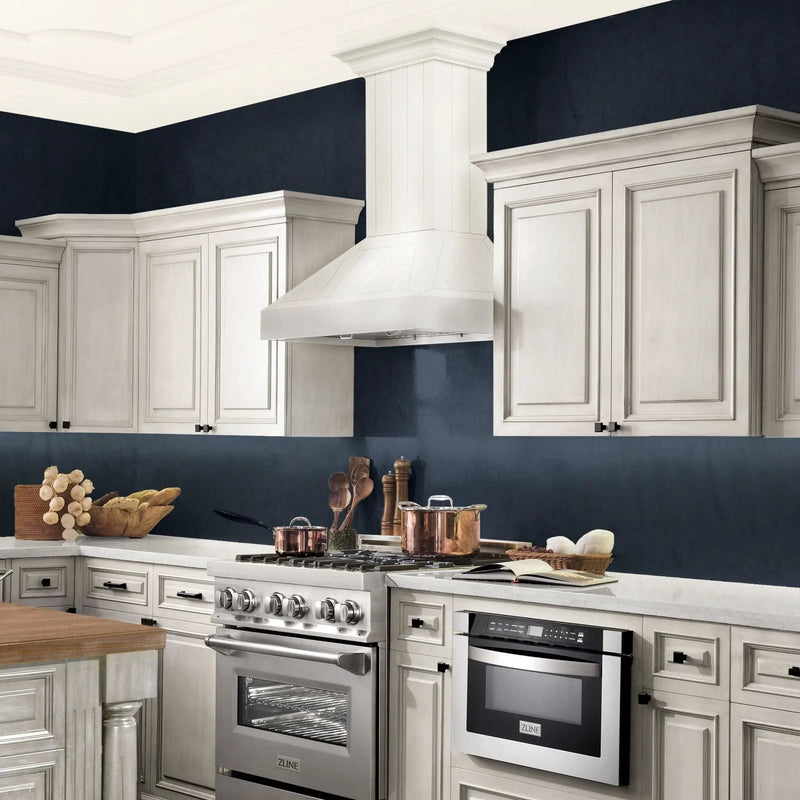ZLINE 36" Wooden Wall Mount Range Hood in Cottage White, KPTT-36 by Farmhouse Kitchen and Bath