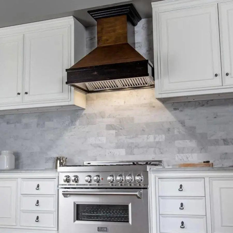 ZLINE 36" Wooden Wall Range Hood, Crown Molding 329AH-36 by Farmhouse Kitchen and Bath