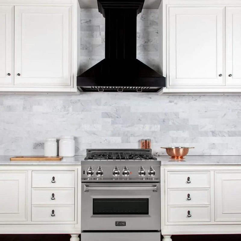 ZLINE 36" Wooden Wall Range Hood in Black, KPCC-36 by Farmhouse Kitchen and Bath