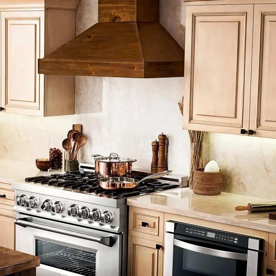 ZLINE 36" Wooden Wall Range Hood in Walnut, KBRR-36 by Farmhouse Kitchen and Bath