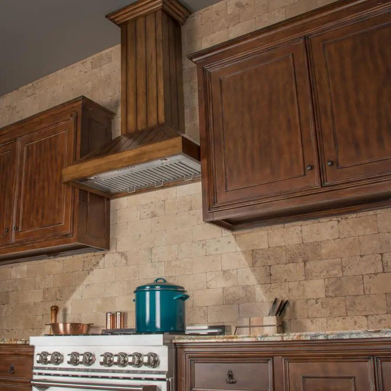 ZLINE 36" Wooden Wall Range Hood, Rustic Light, KPLL-36 by Farmhouse Kitchen and Bath