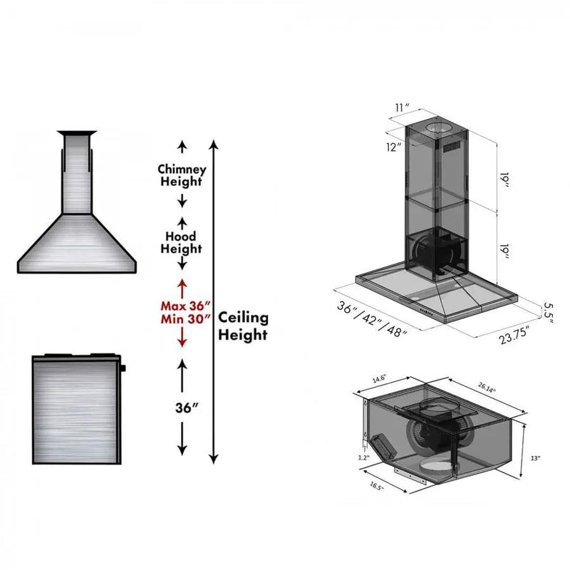 ZLINE 42" Remote Blower 400 CFM Island Range Hood, GL2i-RS-42-400 by Farmhouse Kitchen and Bath
