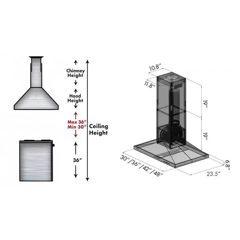 ZLINE 42" Stainless Steel Island Range Hood, GL2i-42 by Farmhouse Kitchen and Bath