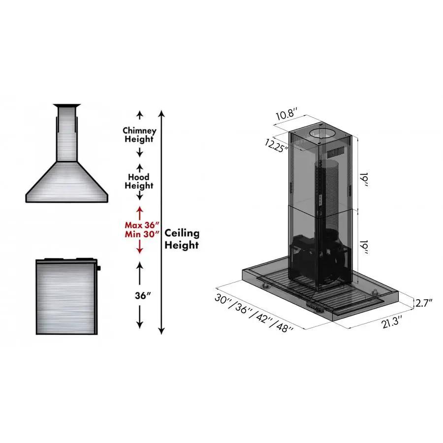 ZLINE 42" Stainless Steel Island Range Hood, KE2i-42 by Farmhouse Kitchen and Bath