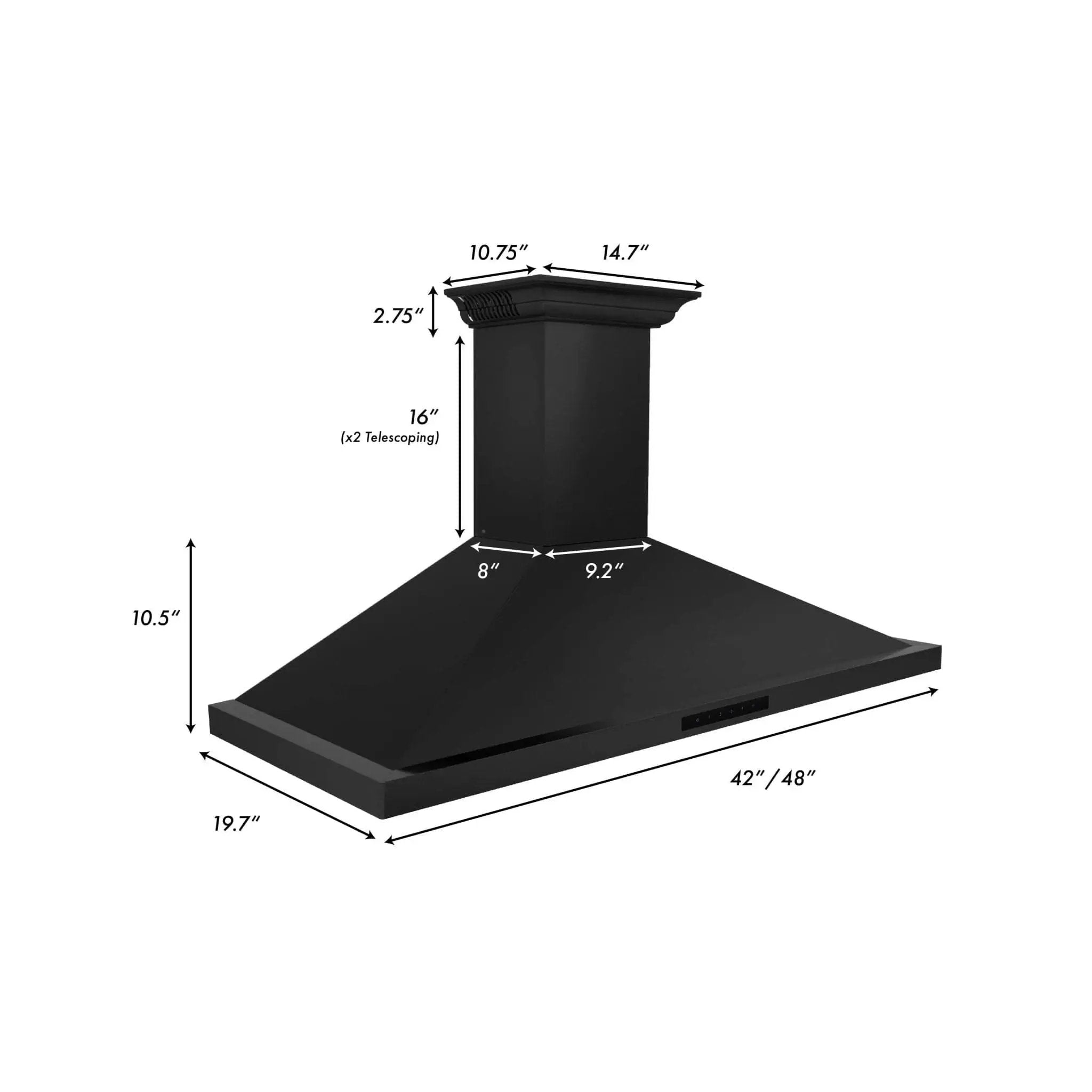 ZLINE 42" Wall Black Stainless Range Hood, Crown Speakers, BSKBNCRN-BT-42 by Farmhouse Kitchen and Bath
