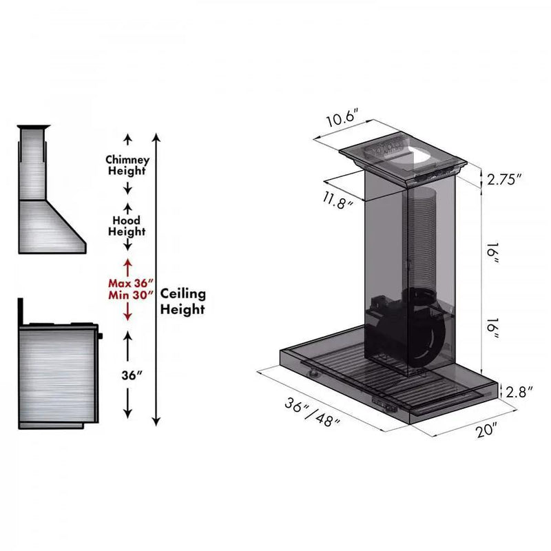 ZLINE 42" Wall Range Hood, Built-in CrownSound® Bluetooth Speakers, KECRN-BT-42 by Farmhouse Kitchen and Bath
