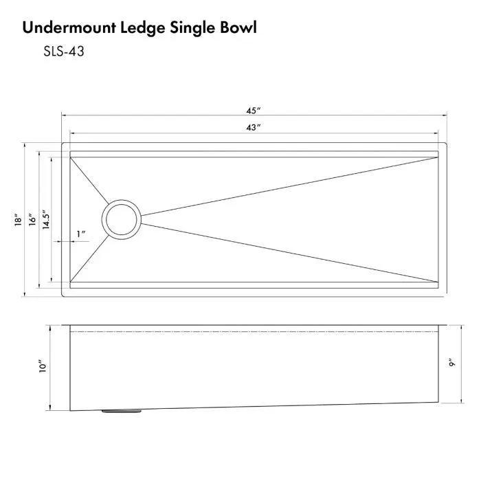 ZLINE 43" Undermount Single Bowl Sink, DuraSnow Stainless, SLS-43S by Farmhouse Kitchen and Bath