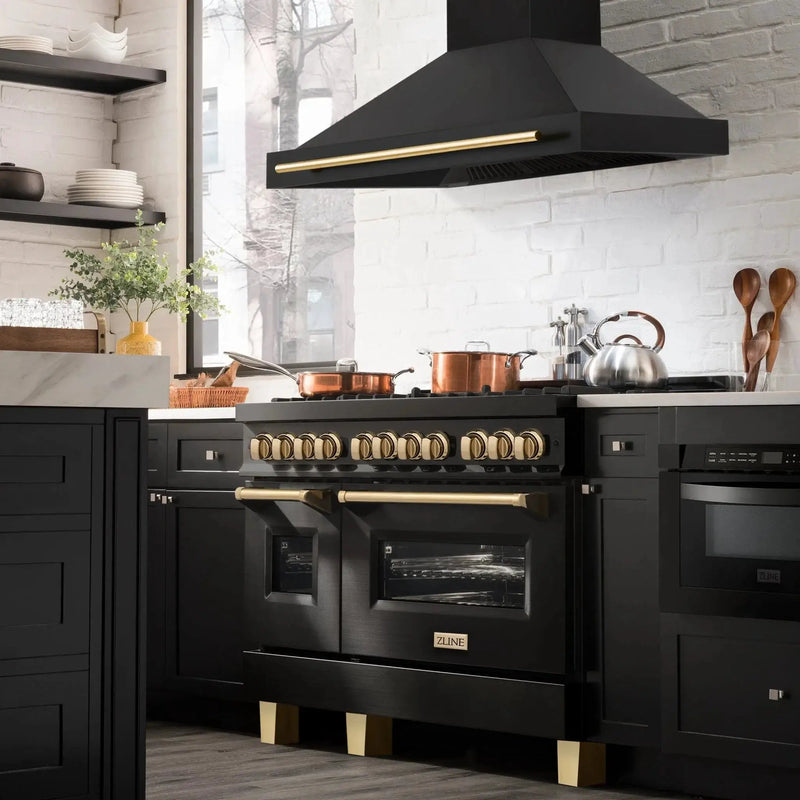 ZLINE 48" Autograph Black Stainless Wall Range Hood, BS655Z-48-G by Farmhouse Kitchen and Bath