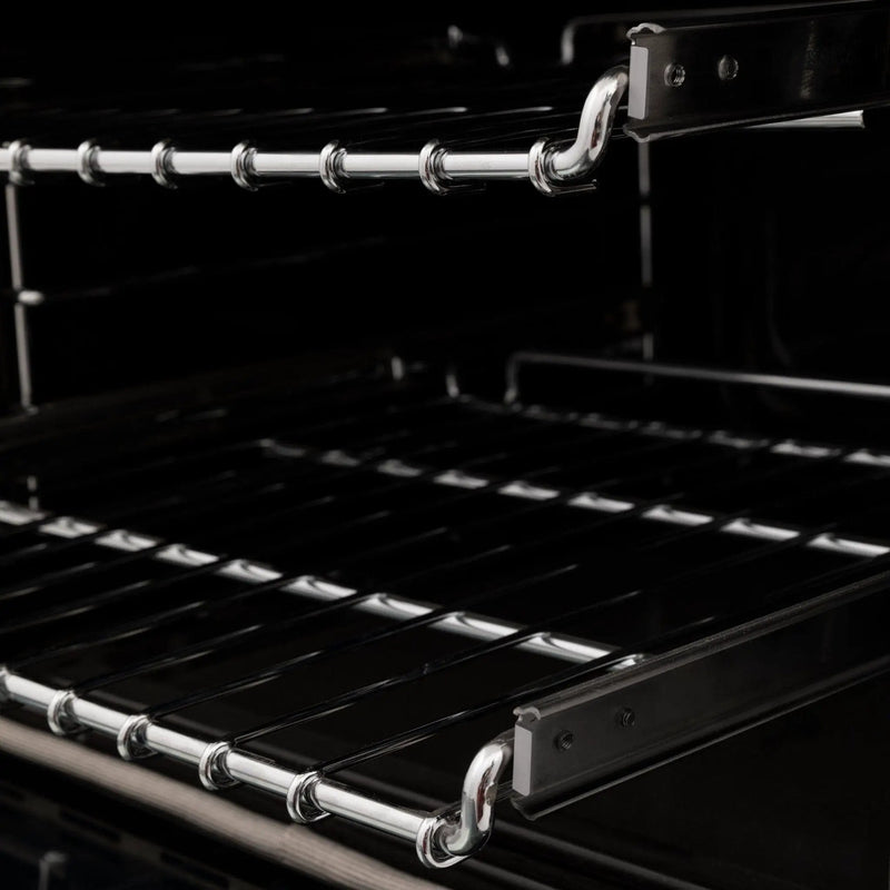 ZLINE 48" Autograph Dual Fuel Range, Black Stainless, Bronze RABZ-48-CB by Farmhouse Kitchen and Bath