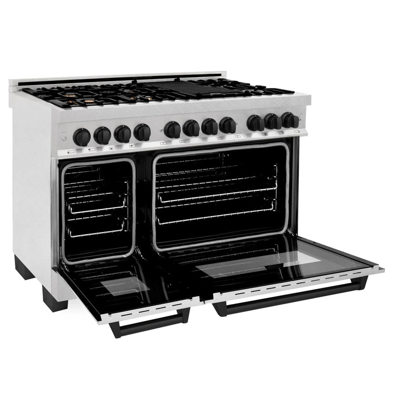 ZLINE 48" Autograph Dual Fuel Range, RASZ-SN-48-MB by Farmhouse Kitchen and Bath