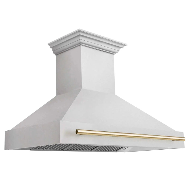 ZLINE 48" Autograph DuraSnow Stainless Steel Hood 8654SNZ-48-G by Farmhouse Kitchen and Bath