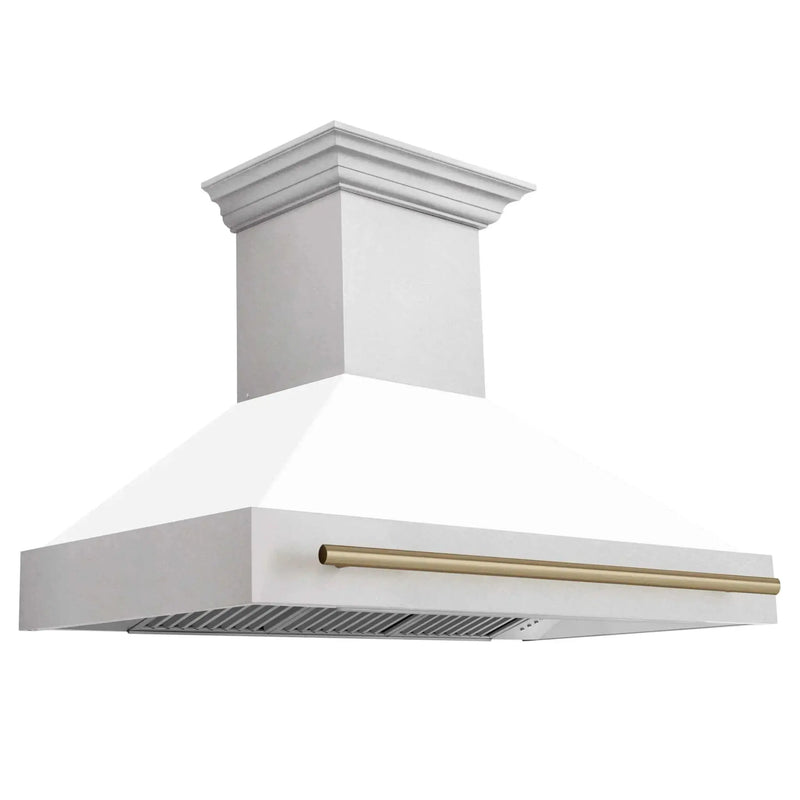 ZLINE 48" Autograph DuraSnow White Range Hood 8654SNZ-WM48-CB by Farmhouse Kitchen and Bath
