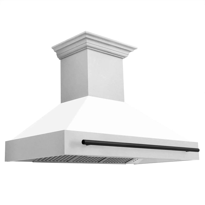 ZLINE 48" Autograph DuraSnow White Range Hood 8654SNZ-WM48-MB by Farmhouse Kitchen and Bath