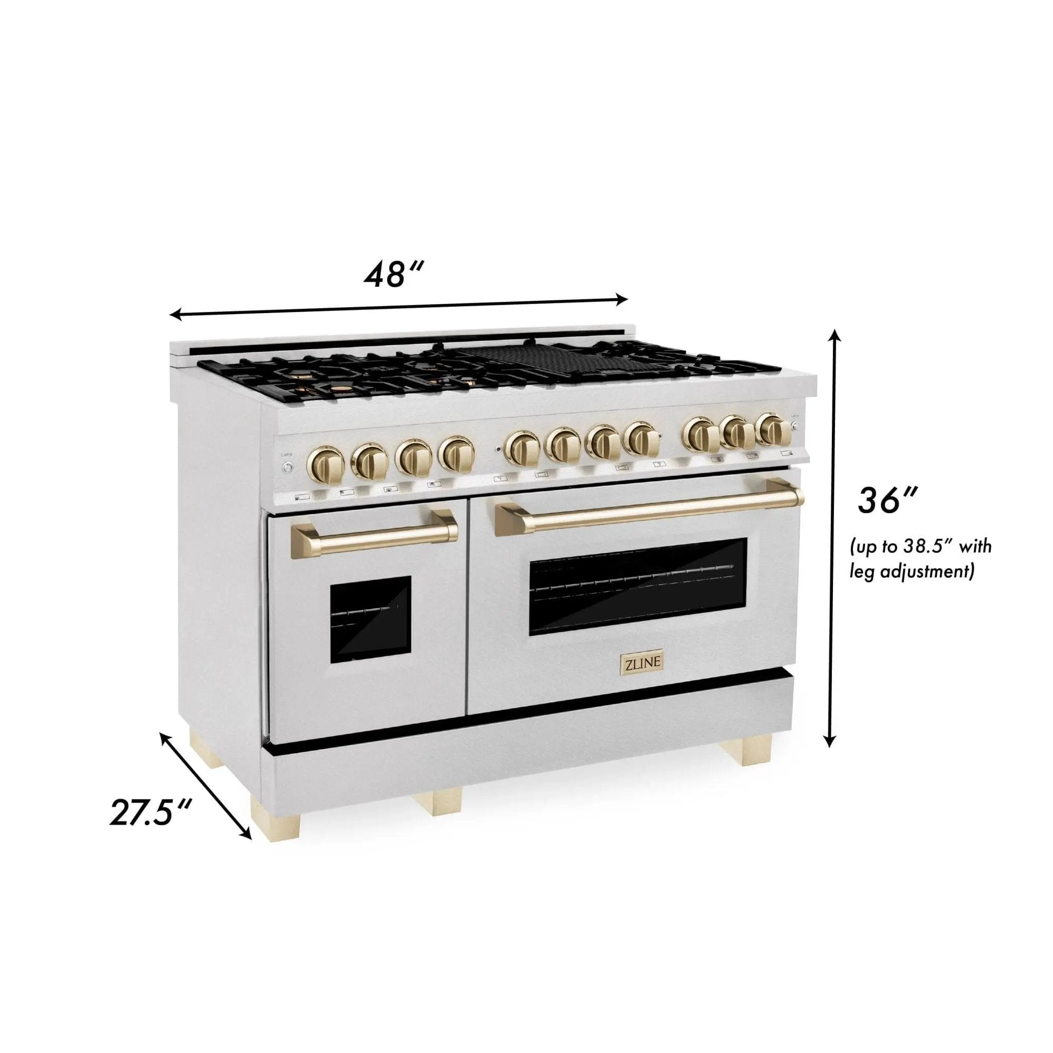 ZLINE 48" Autograph Edition Dual Fuel Range, DuraSnow, RASZ-SN-48-G by Farmhouse Kitchen and Bath