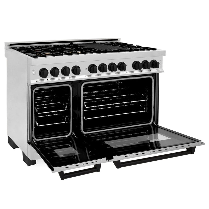 ZLINE 48" Autograph Edition, Dual Fuel Range, RAZ-48-MB by Farmhouse Kitchen and Bath