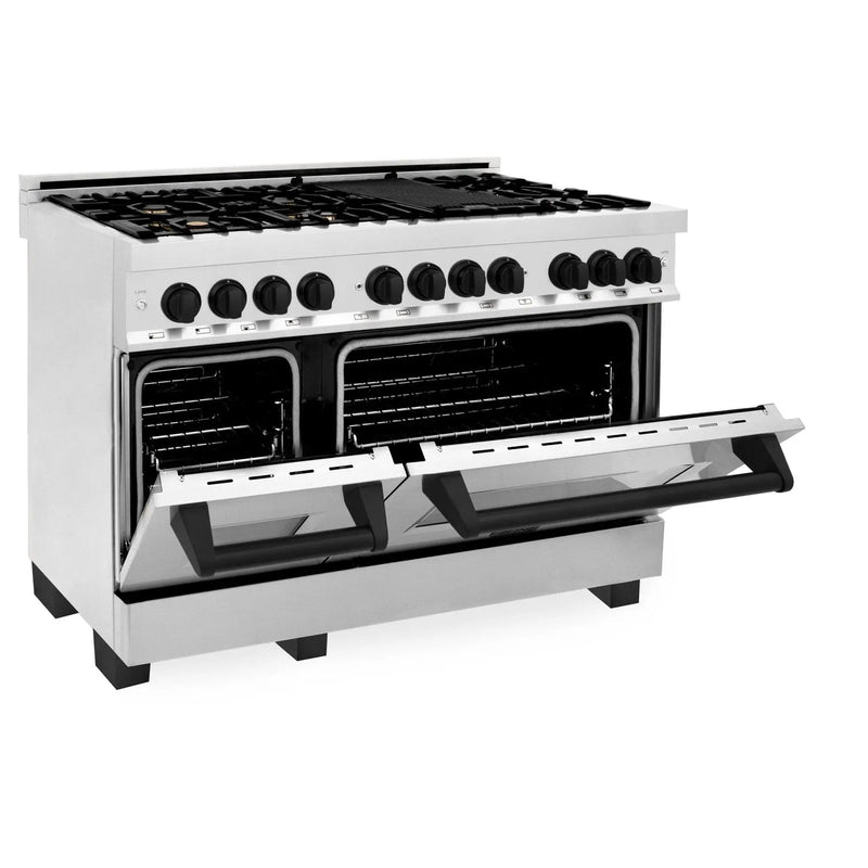 ZLINE 48" Autograph Edition, Dual Fuel Range, RAZ-48-MB by Farmhouse Kitchen and Bath