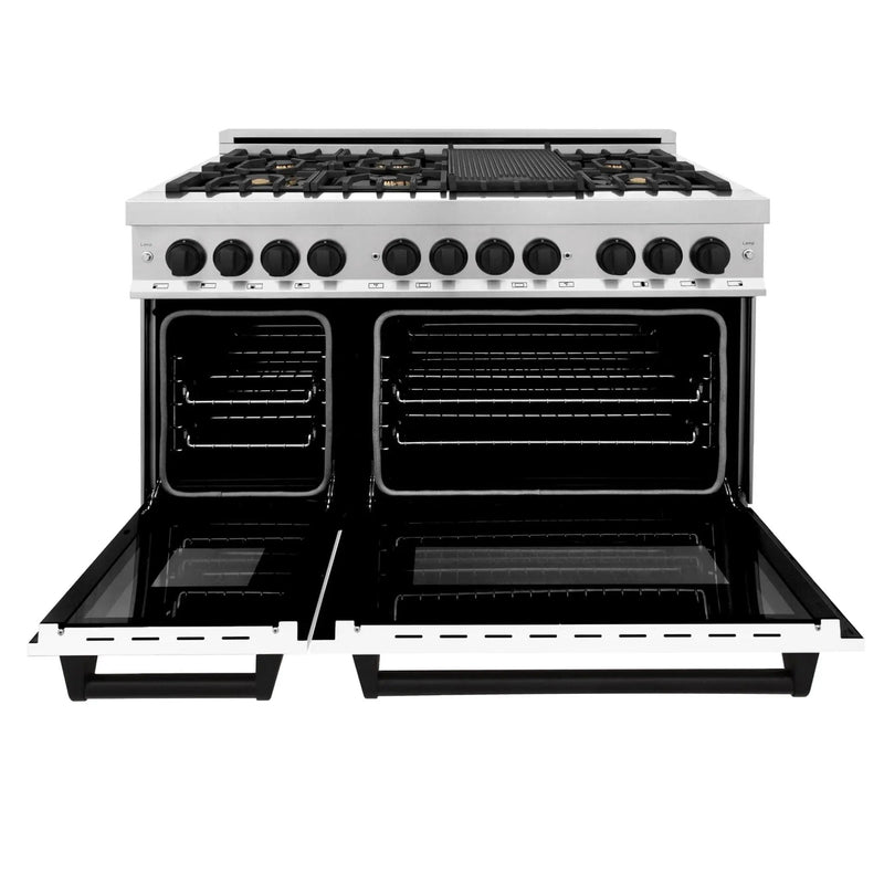 ZLINE 48" Autograph Edition, Dual Fuel Range, White Door, RAZ-WM-48-MB by Farmhouse Kitchen and Bath