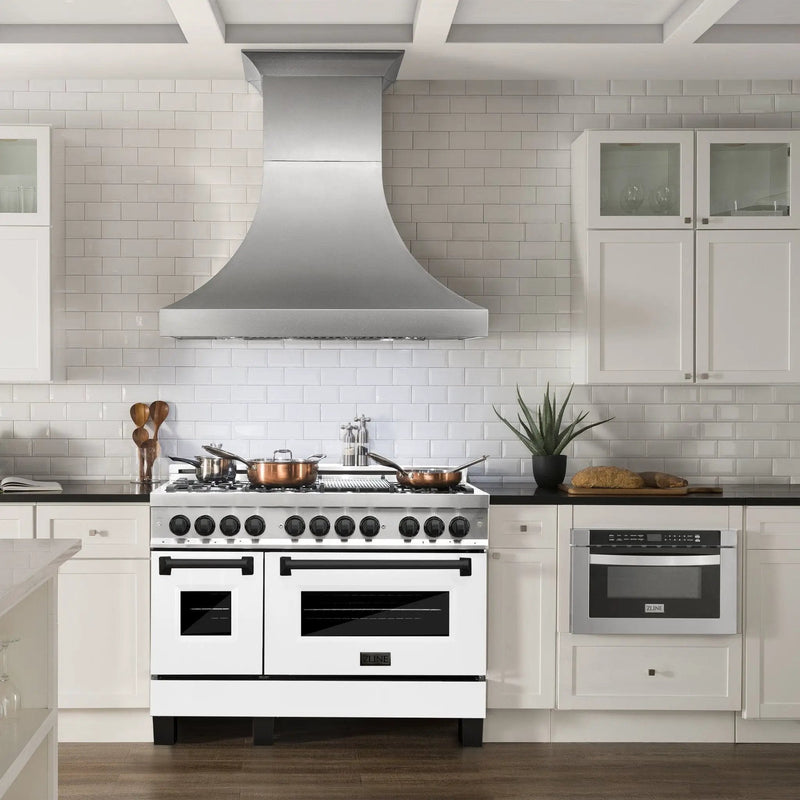 ZLINE 48" Autograph Edition, Dual Fuel Range, White Door, RAZ-WM-48-MB by Farmhouse Kitchen and Bath